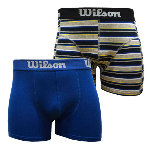 Pack 2 Boxers de Algodón Colores Liso Azul | Rayado - Sports Center