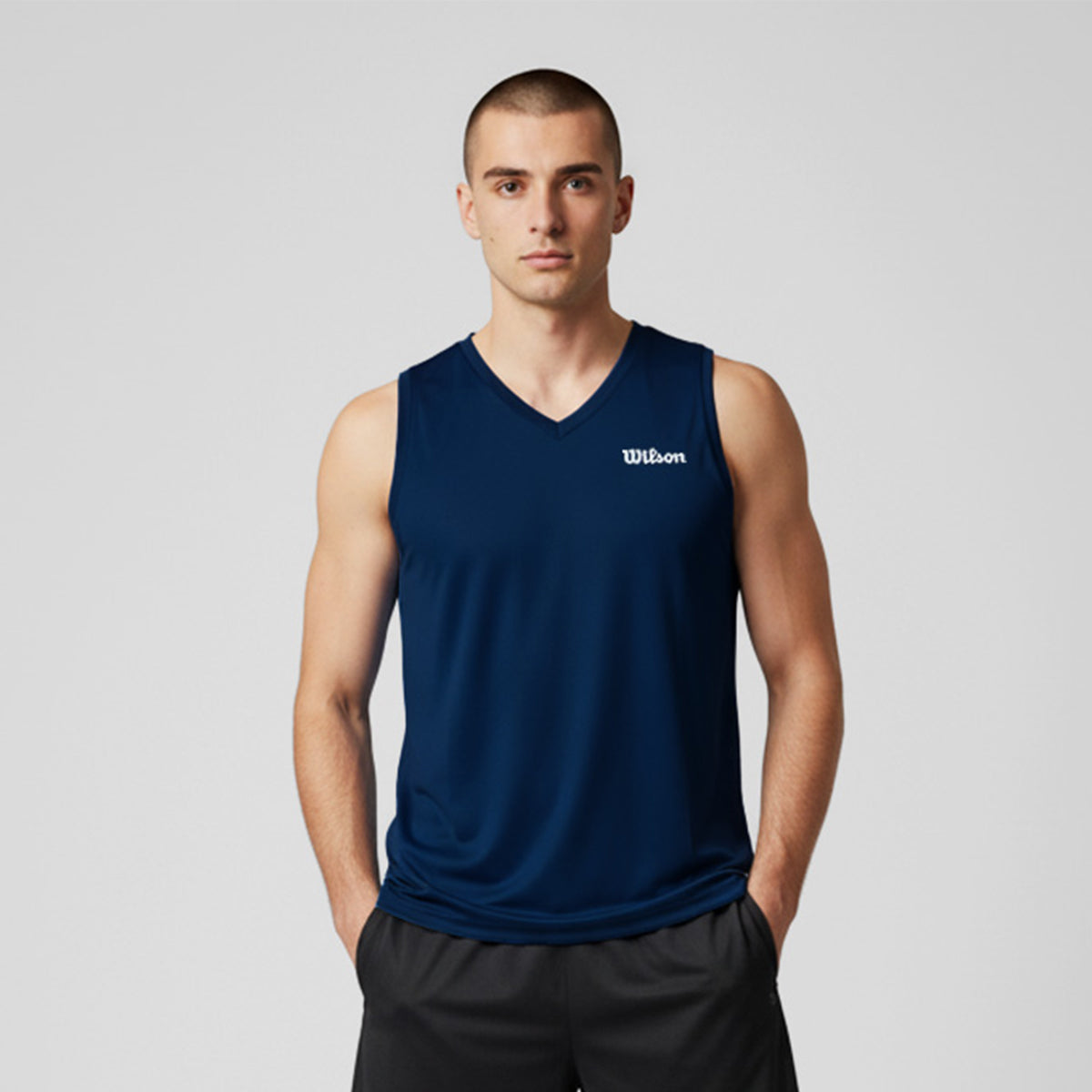 Playera Wilson Ultra Ligera Sin Manga Cuello en V para Hombre - Sports Center