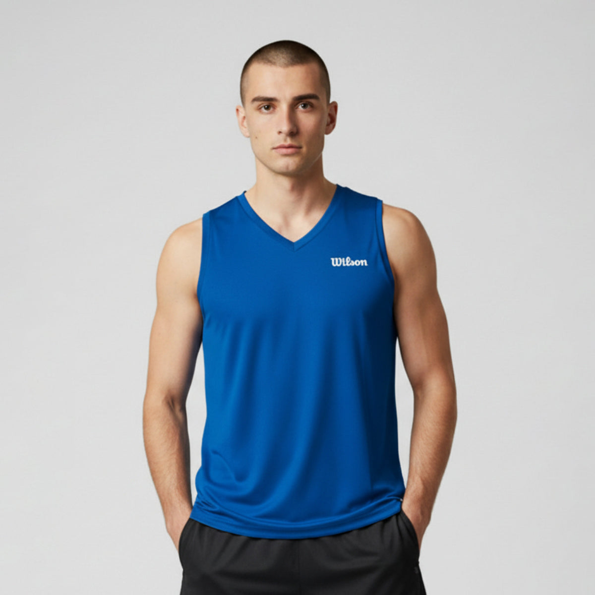 Playera Wilson Ultra Ligera Sin Manga Cuello en V para Hombre - Sports Center