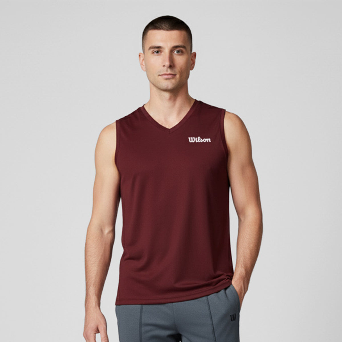 Playera Wilson Ultra Ligera Sin Manga Cuello en V para Hombre - Sports Center