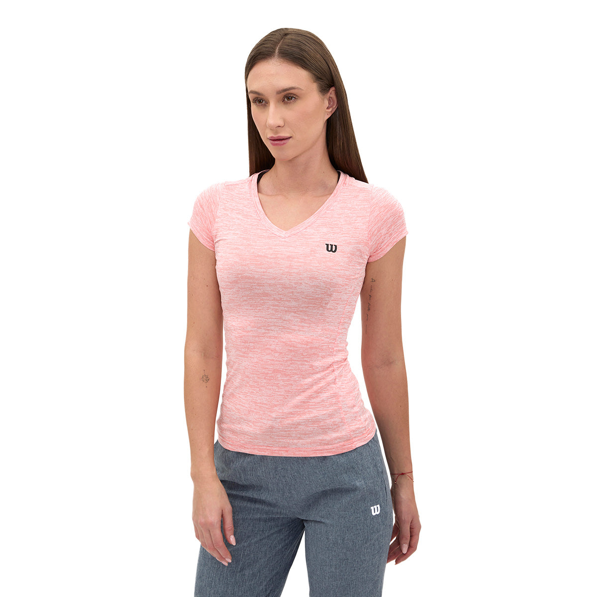 Playera Wilson Cuello V Jaspeada para Mujer - Sports Center