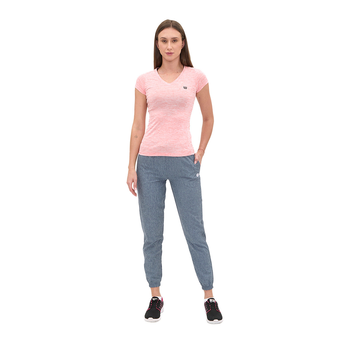 Playera Wilson Cuello V Jaspeada para Mujer - Sports Center