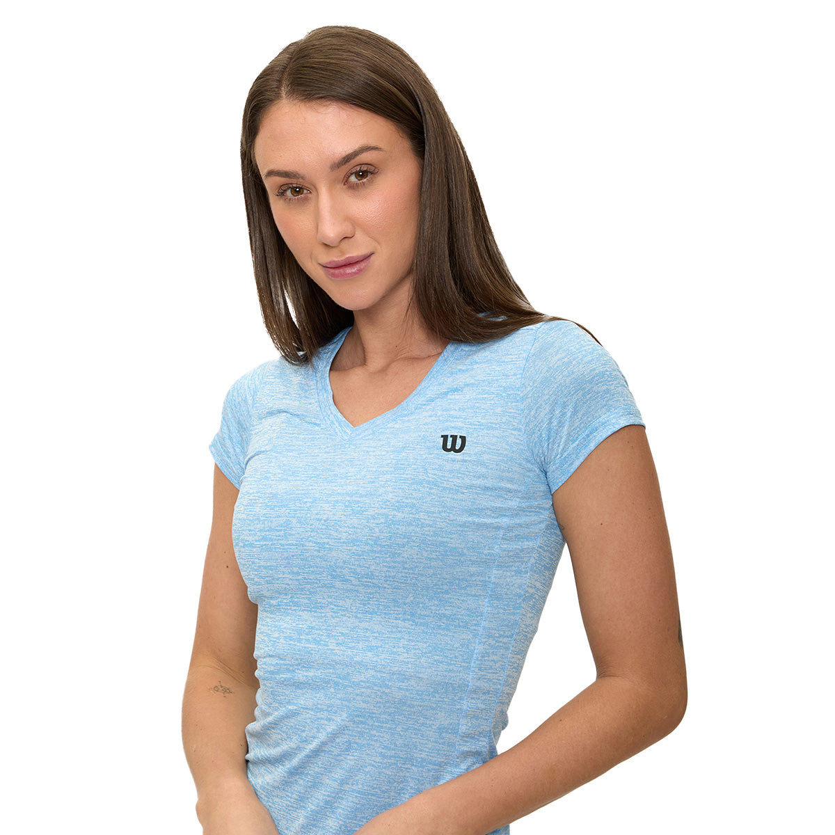 Playera Wilson Cuello V Jaspeada para Mujer - Sports Center