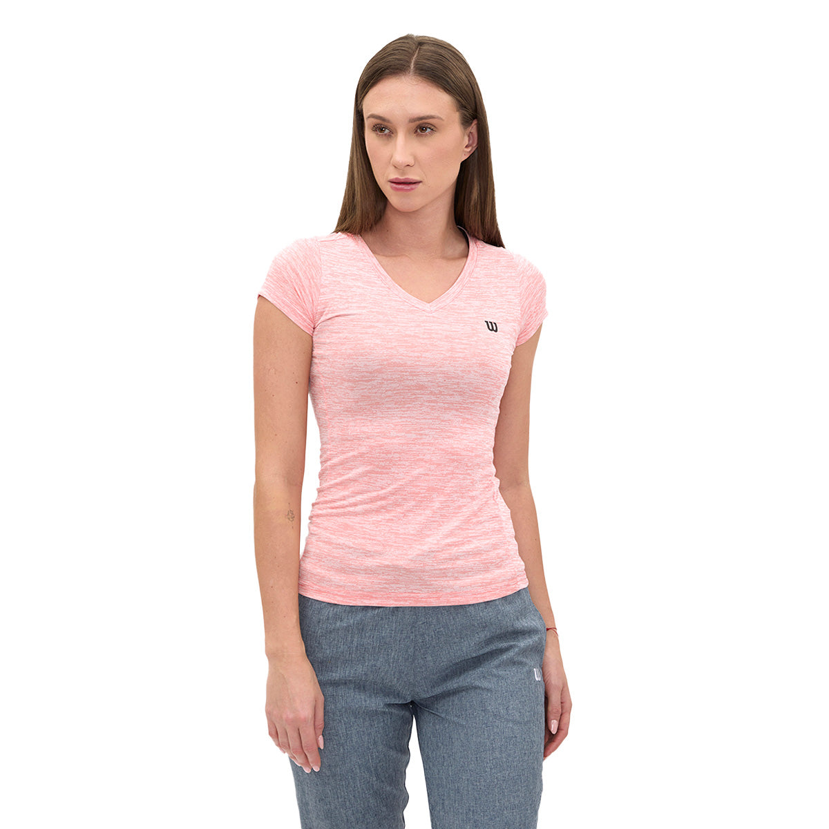 Playera Wilson Jaspeada Cuello V Slim Fit Mujer - Sports Center