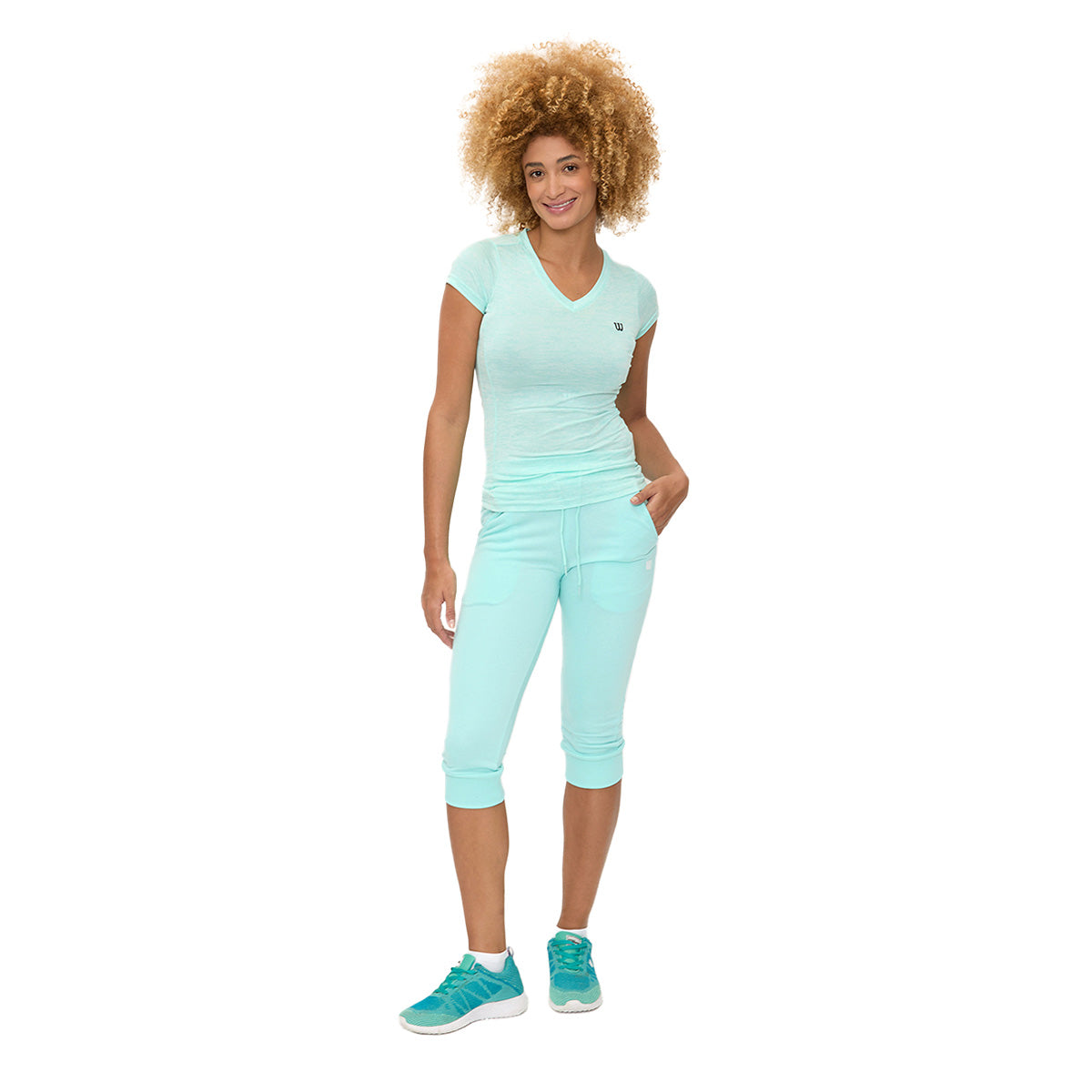 Playera Wilson Jaspeada Cuello V Slim Fit Mujer - Sports Center
