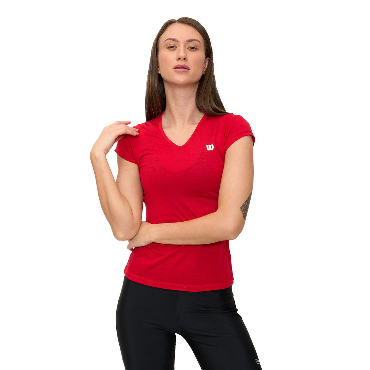 Playera Wilson Polyspun Cuello V Lisa para Mujer - Sports Center