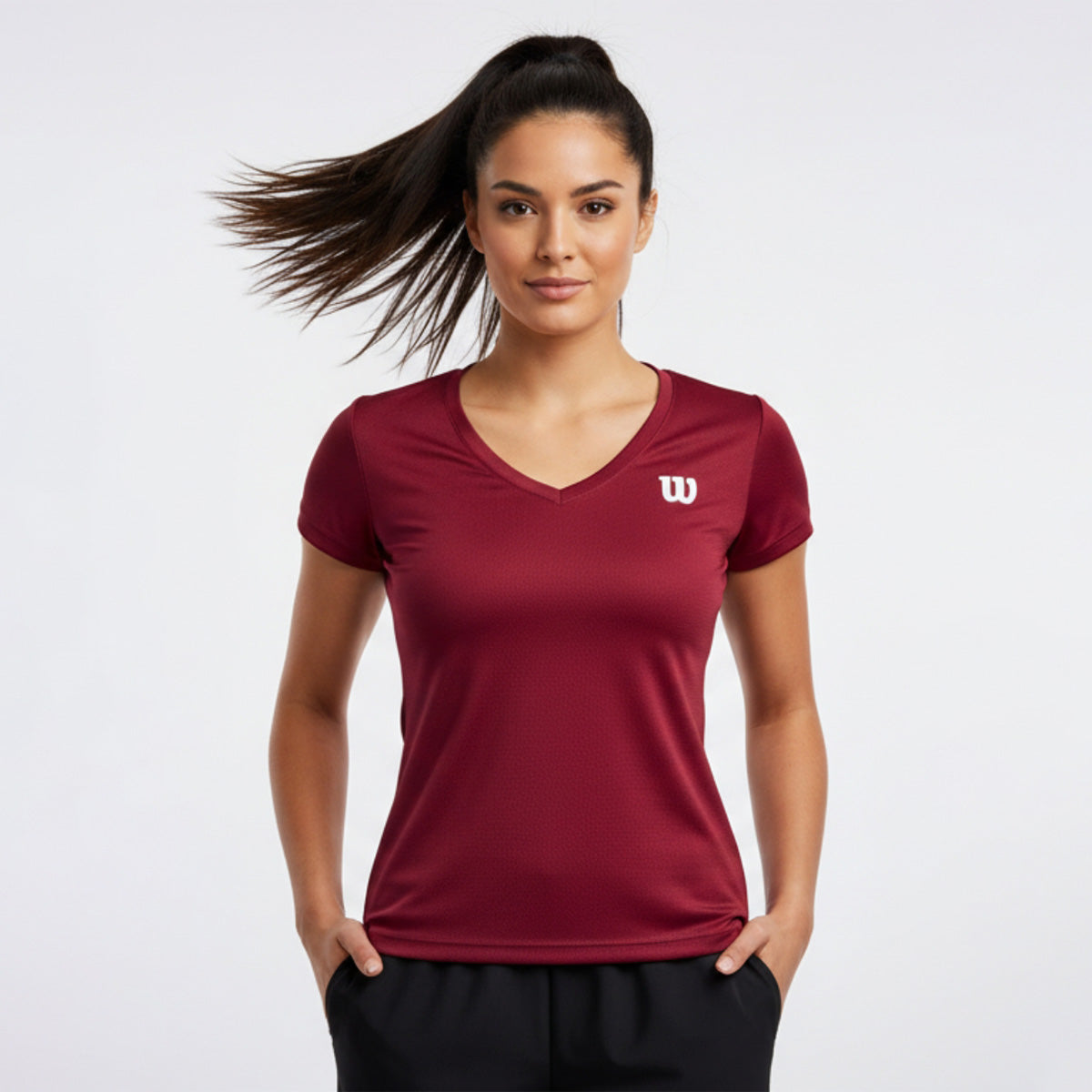 Playera Wilson Polyspun Cuello V Lisa para Mujer