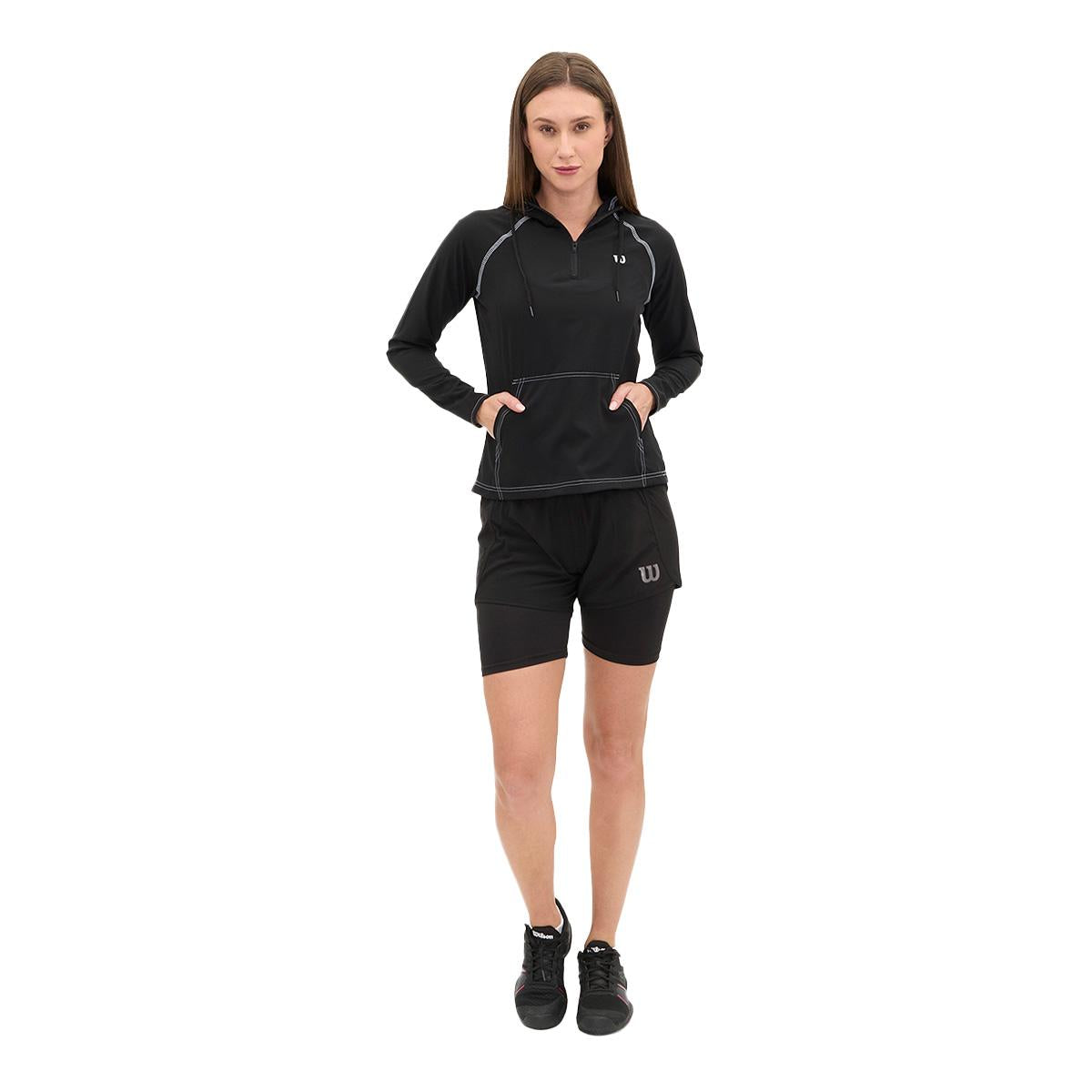 Sudadera Wilson Deportiva Medio Cierre con Capucha Mujer